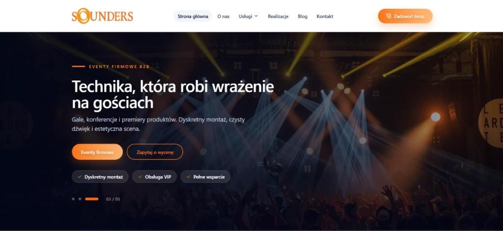 Strona Sounders - technika eventowa i realizacje sceniczne